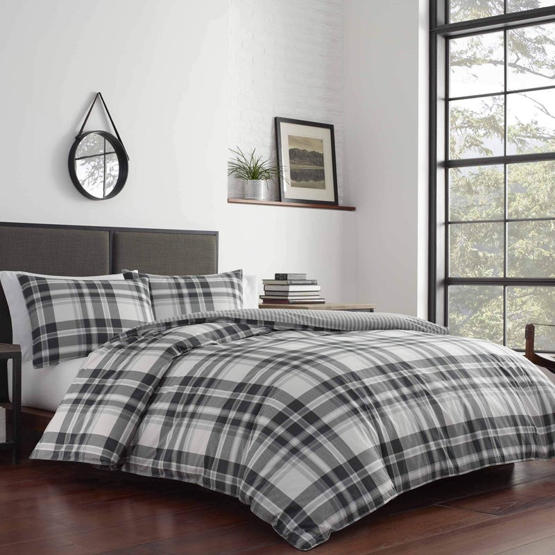 Eddie Bauer - Queen Comforter Set, Cotton Reversible Bedding with Matching Shams, Plaid Home Decor for All Seasons (Coal Creek Grey, Queen) - Image 2